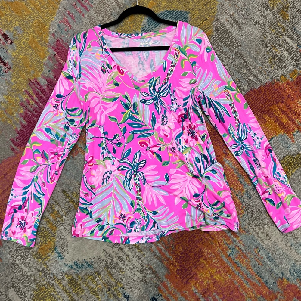 Lilly Pulitzer Pink Floral Long Sleeve Top